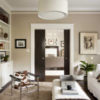 dark doors in pine bedroom interior picture