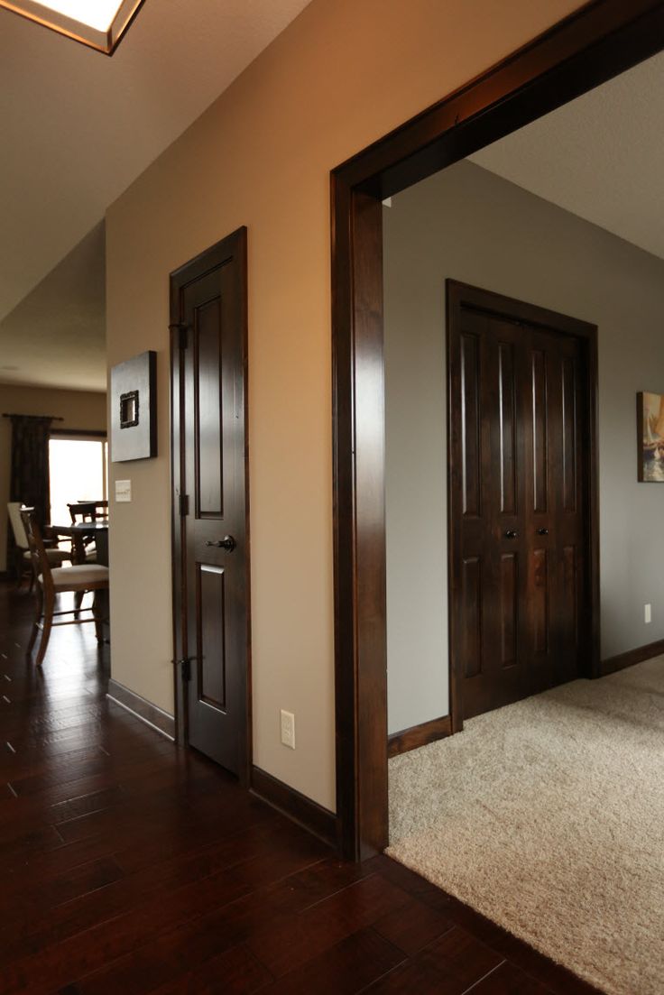 portes sombres à l'intérieur du couloir d'acajou