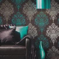 beautiful dark wallpaper in the interior of the living room picture