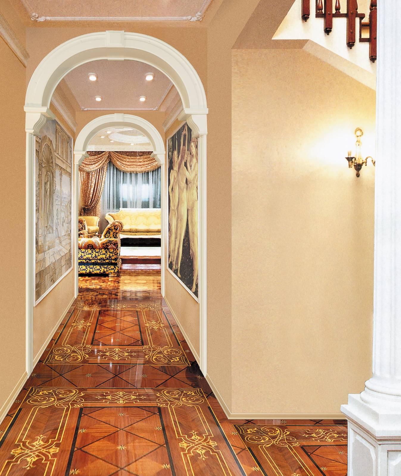 bright arch in the interior of the living room