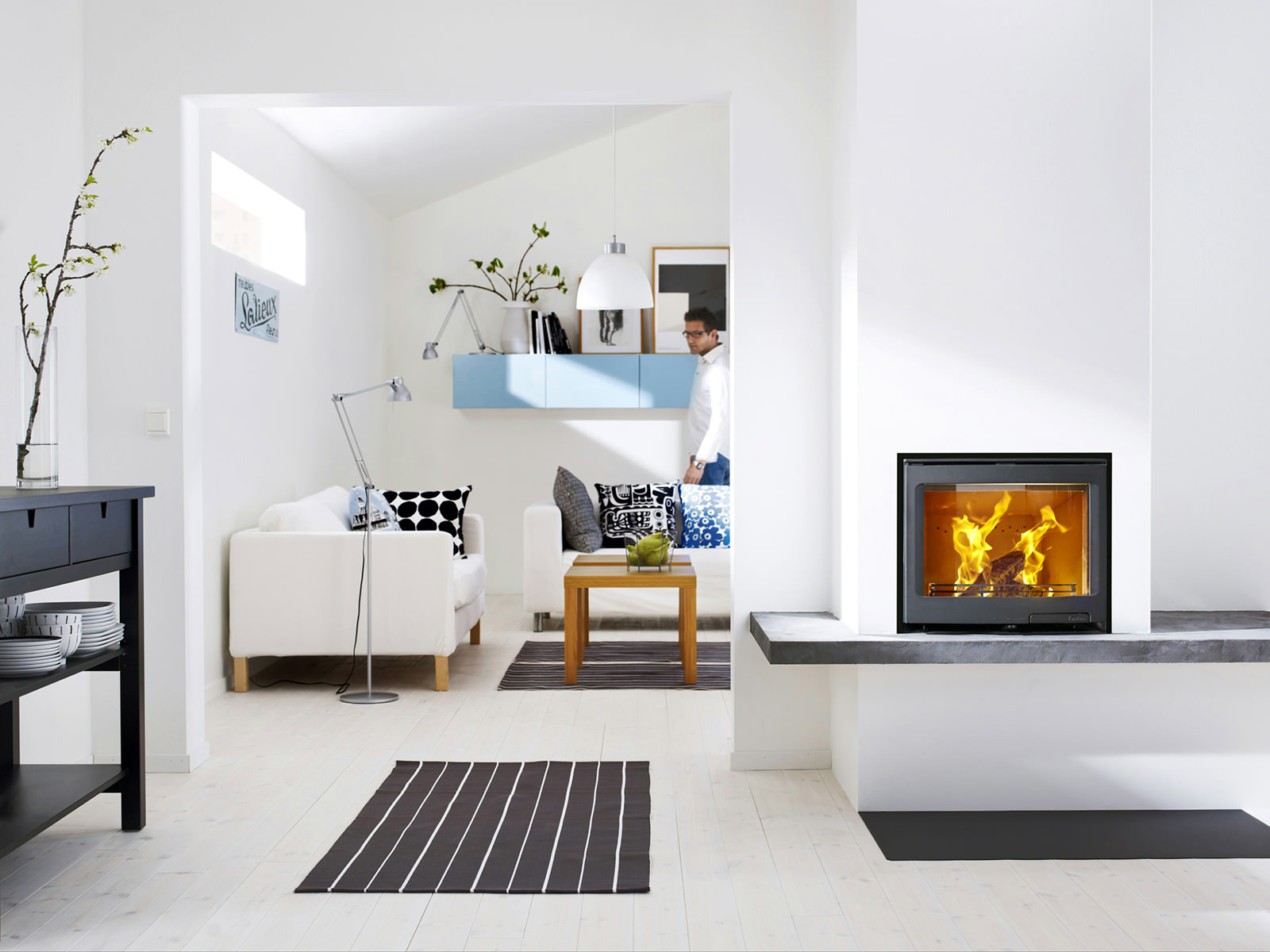 beautiful white floor in the bedroom interior