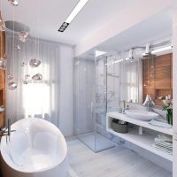 bellissimo stile del bagno con una doccia luminosa