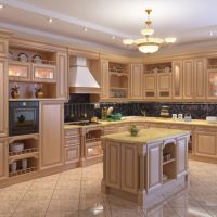 bellissimo interno della cucina beige in foto in stile country