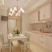 beautiful interior of beige kitchen in provence style