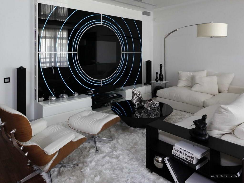 bright high-tech style living room