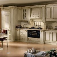 bright interior of beige kitchen in the style of minimalism photo