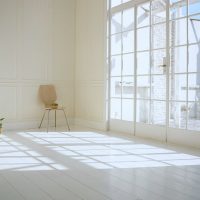 bright interior hallway in white photo