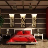 Svijetla dizajnerska slika spavaće sobe u japanskom stilu