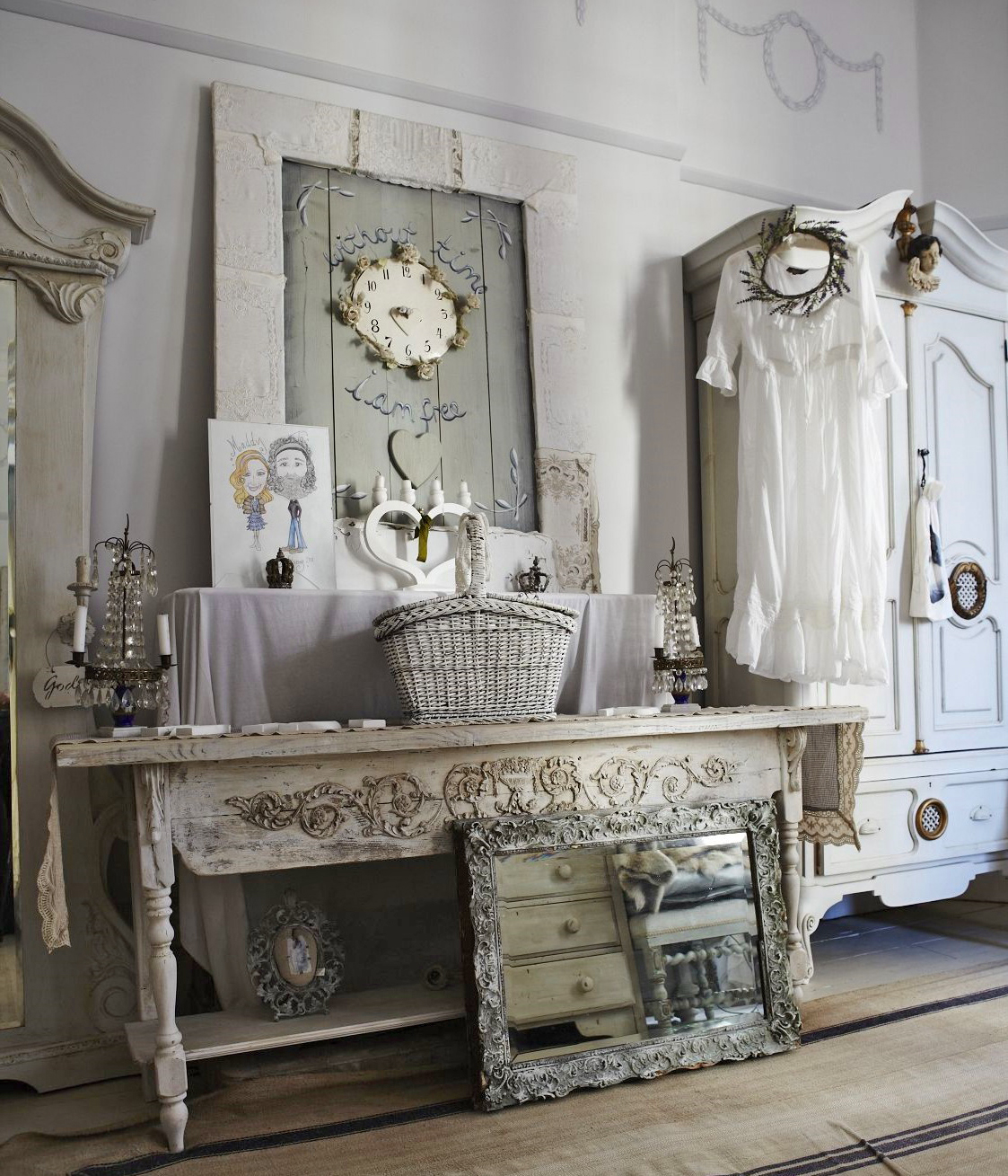 šik dekor dvorane u stilu shabby chic-a