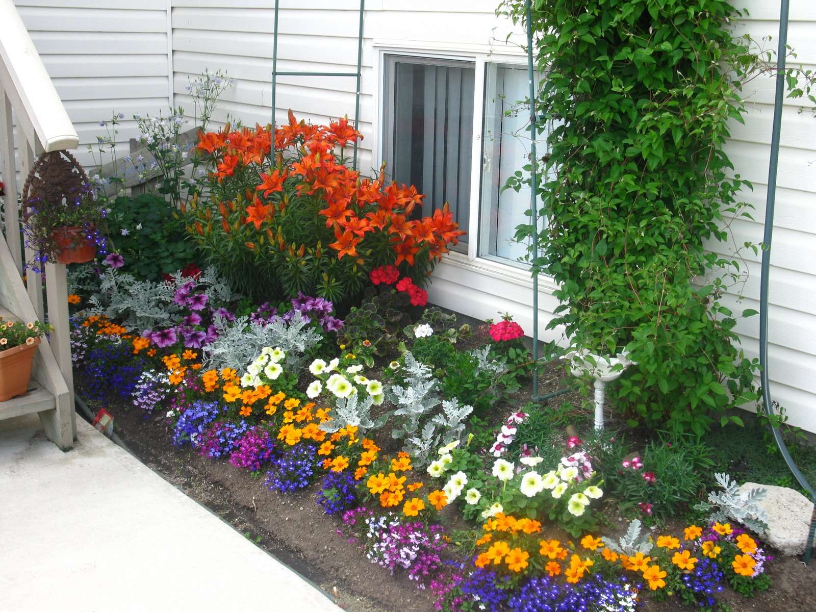 small light flowers in the landscape design of the rosary