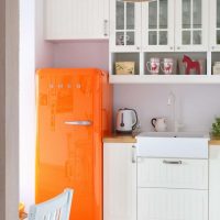 large fridge in the style of the kitchen in black color picture