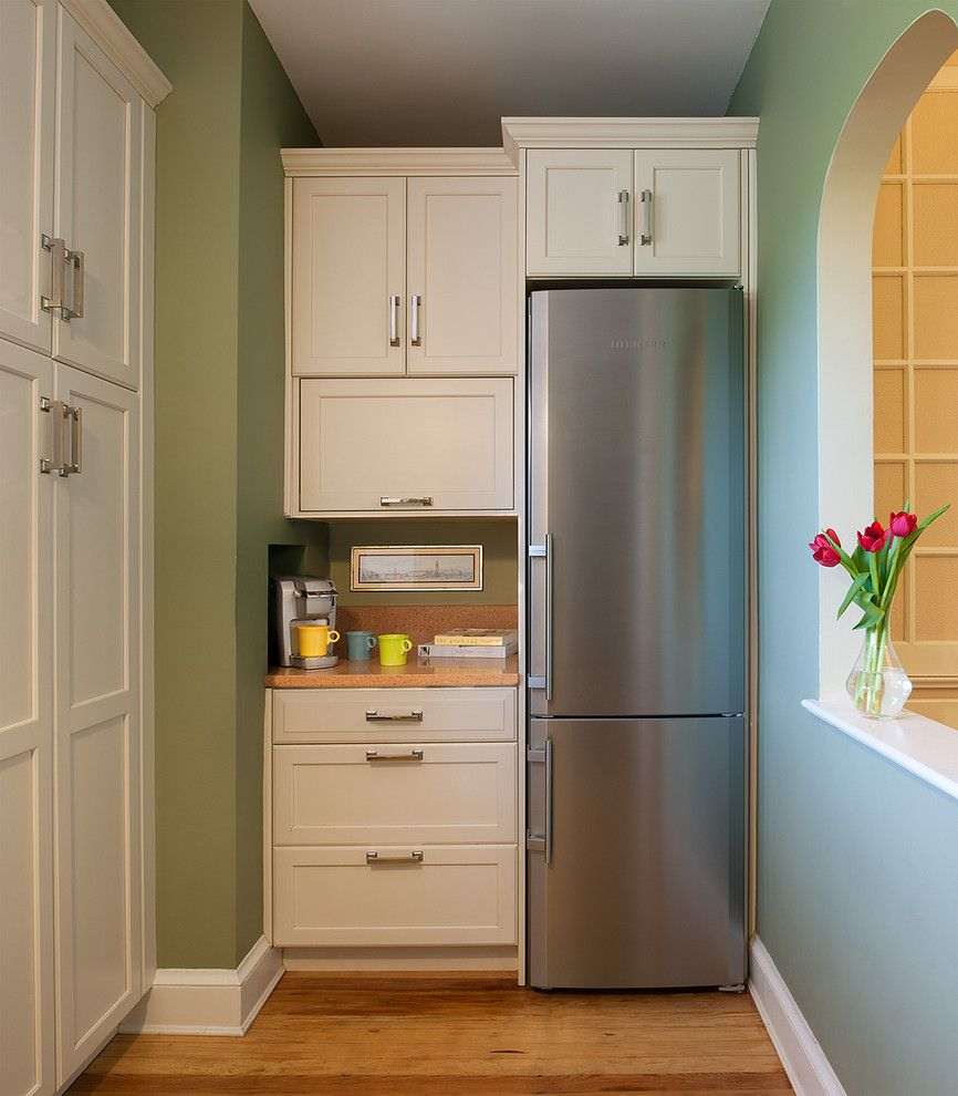 large refrigerator in the interior of the kitchen in white