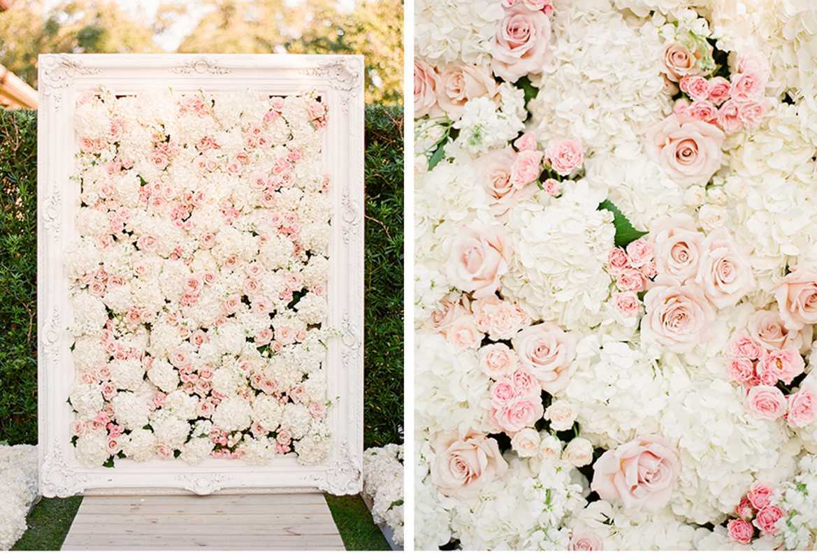 fiori di carta rossa nella facciata della sala