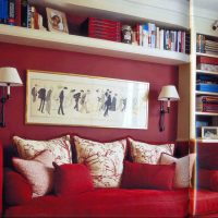 combination of red with other colors in the interior of the house picture