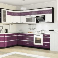 unusual kitchen interior in purple color photo