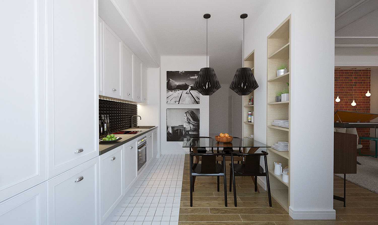 bright ergonomic interior of the apartment