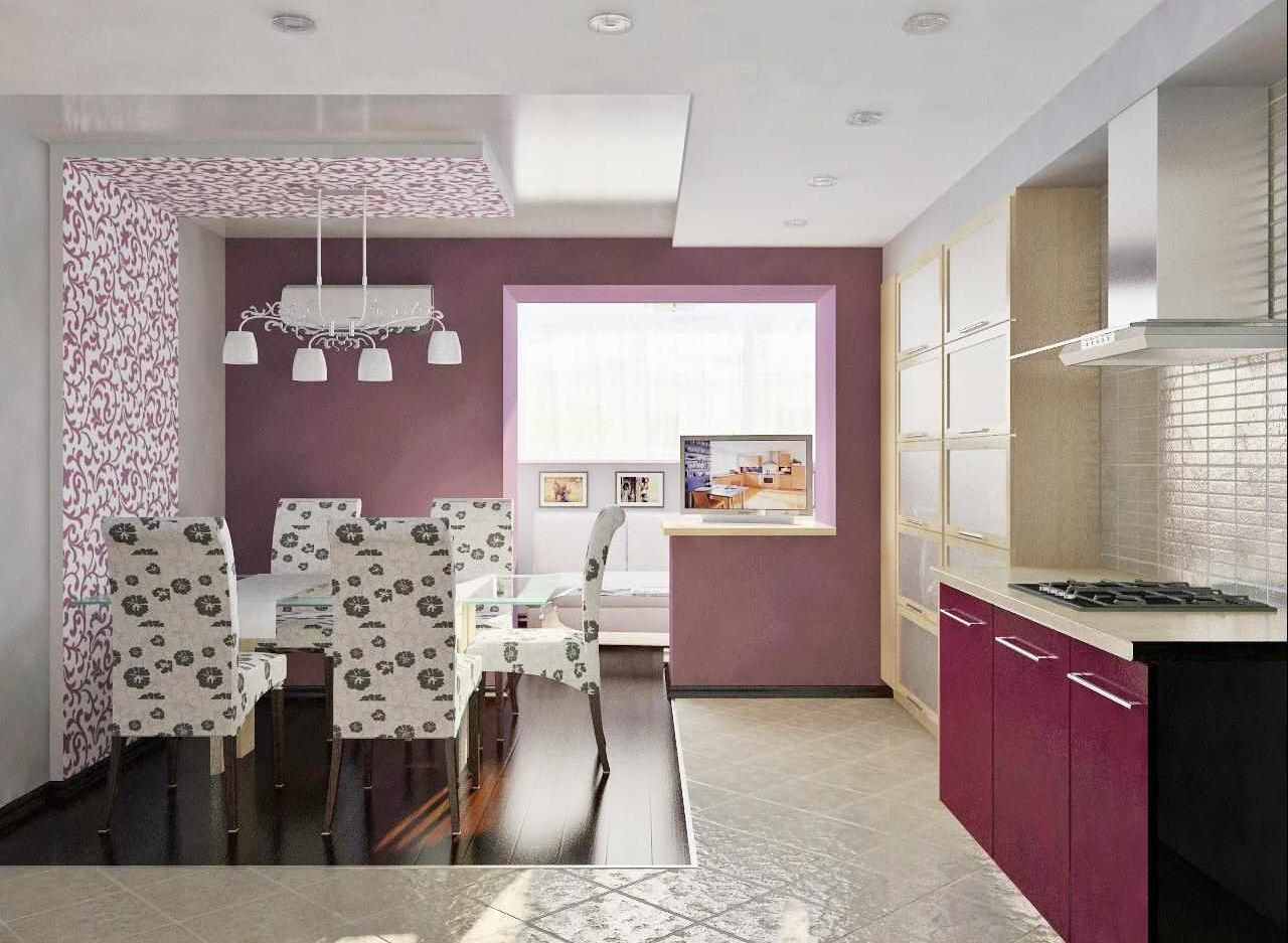 design insolito della cucina in una tonalità viola