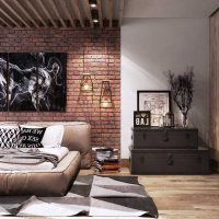 design inhabituel du salon sur la photo de style loft