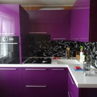 unusual style of the kitchen in a purple tint photo