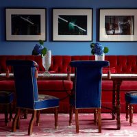 beautiful burgundy color in the interior of the apartment photo