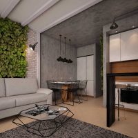 bellissimo arredamento della sala nella foto in stile loft