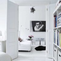 ярко бели мебели в дизайна на снимката на коридора