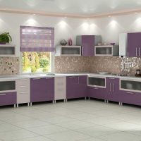 Reka bentuk dapur moden dengan gambar warna ungu