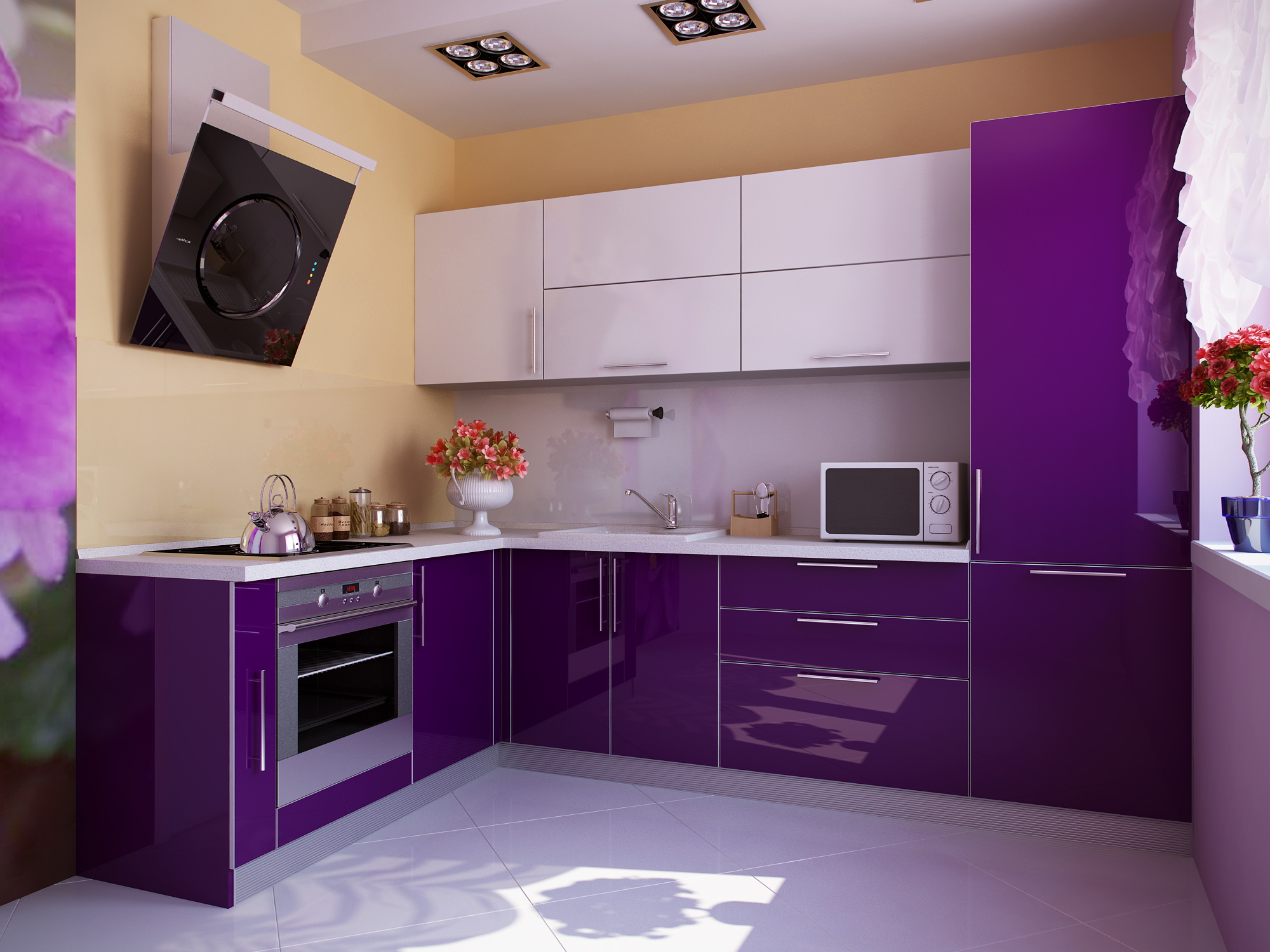 bellissimo stile di cucina in viola