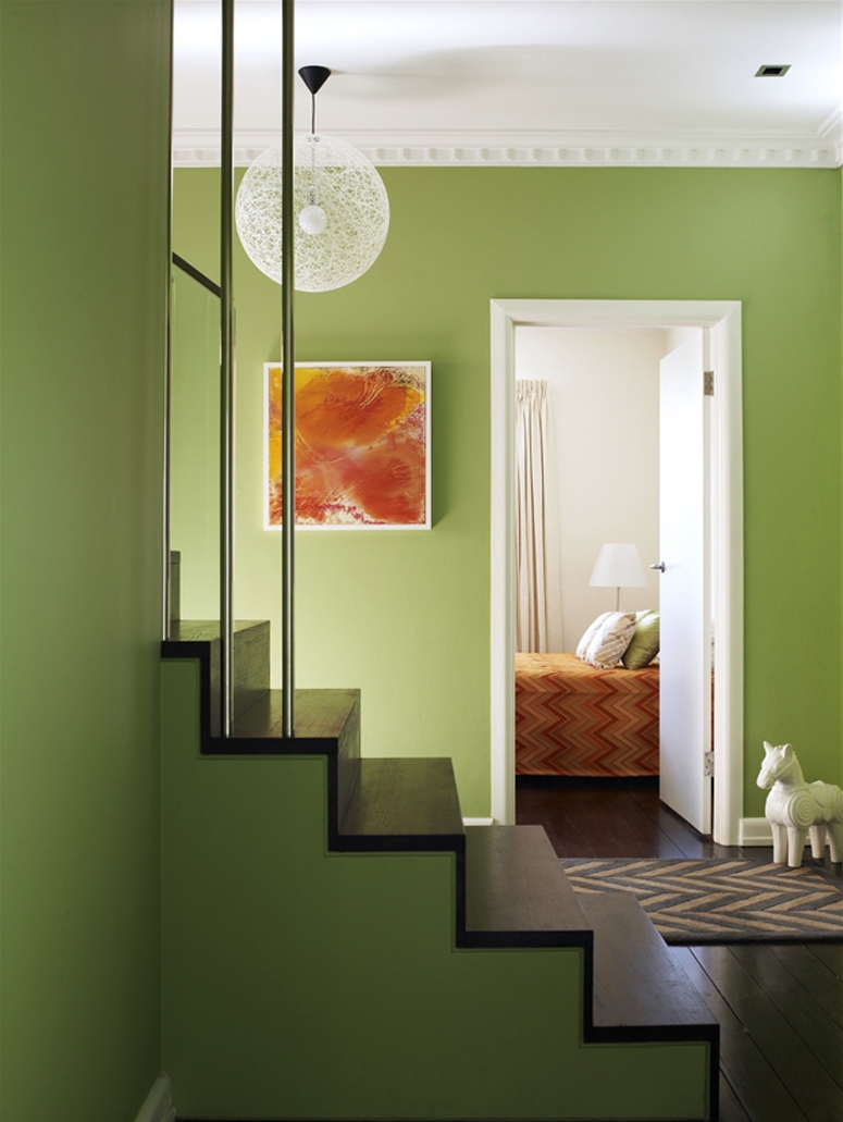 light pistachio color in the bedroom interior