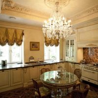 dark interior of luxury kitchen in classic style photo