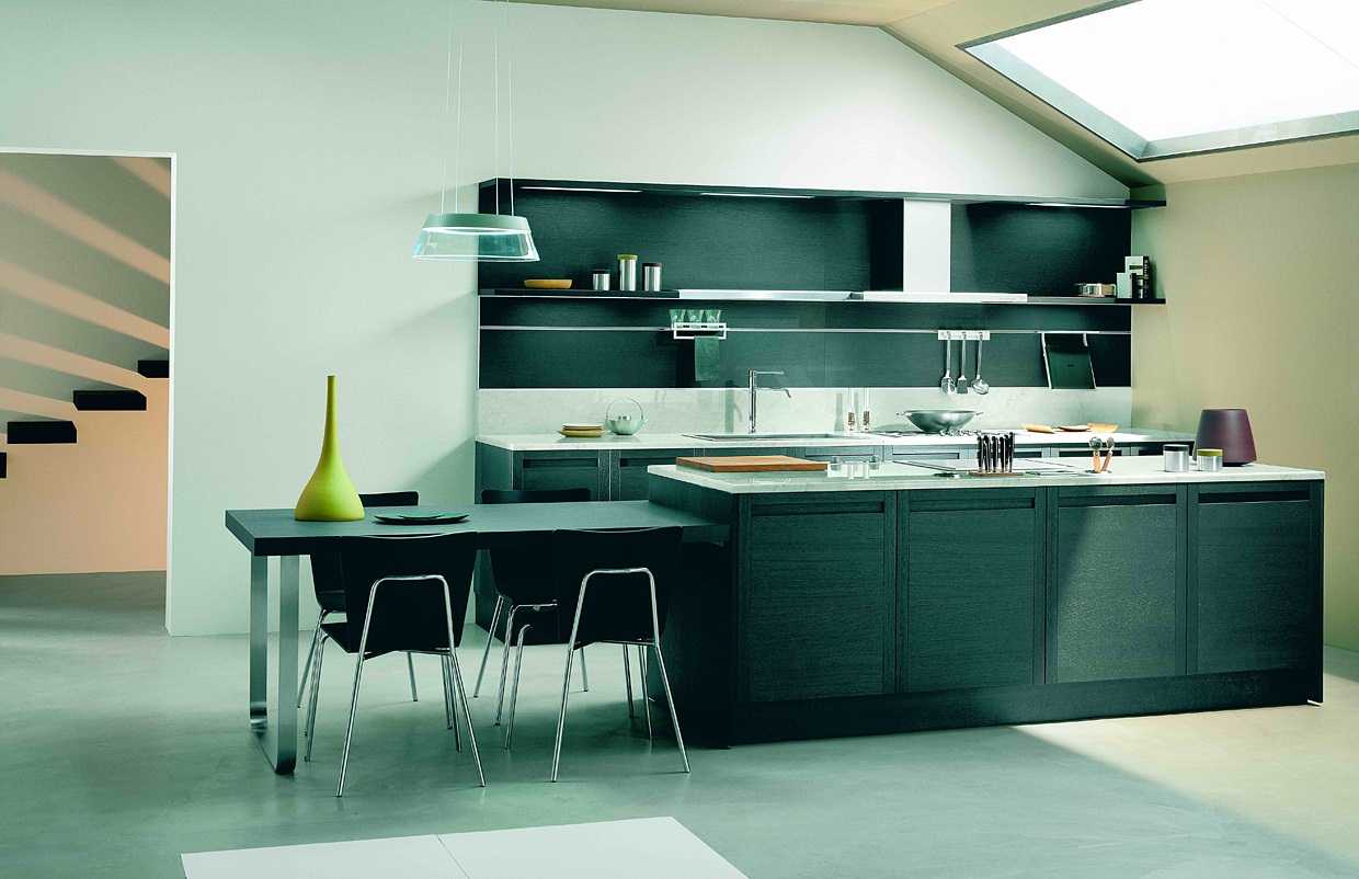 arredamento scuro della cucina di lusso in stile art deco