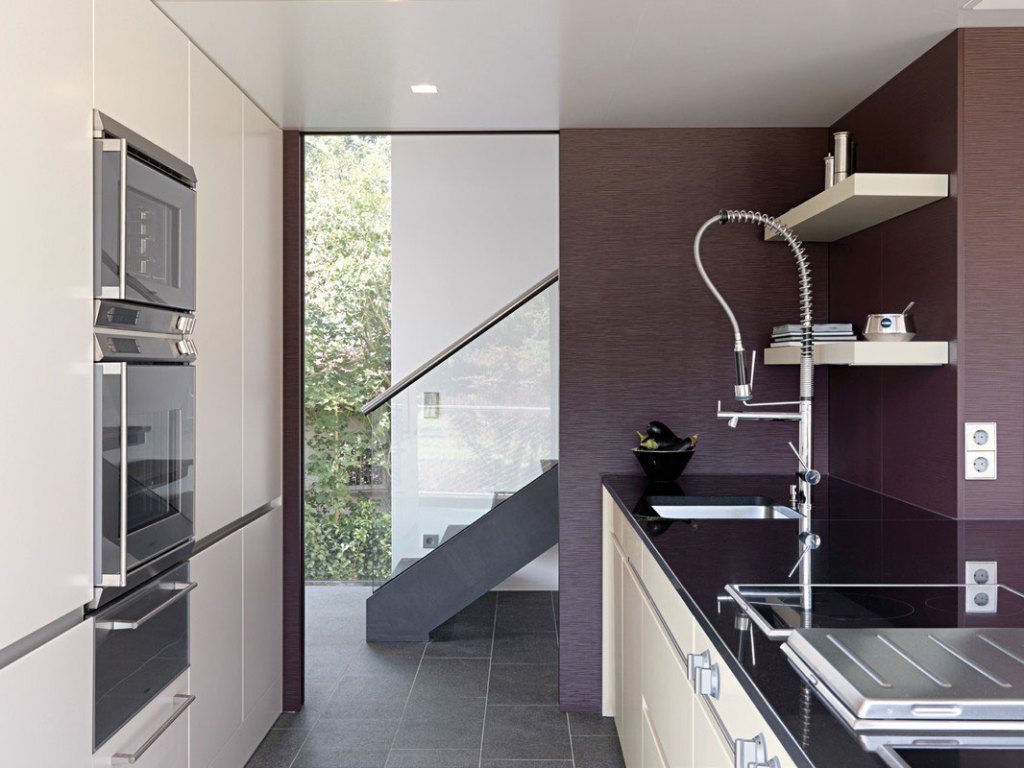 modern kitchen decor in violet