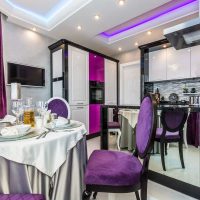 modern kitchen interior in purple color photo