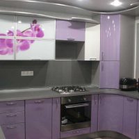 fasad dapur yang indah dengan gambar warna ungu