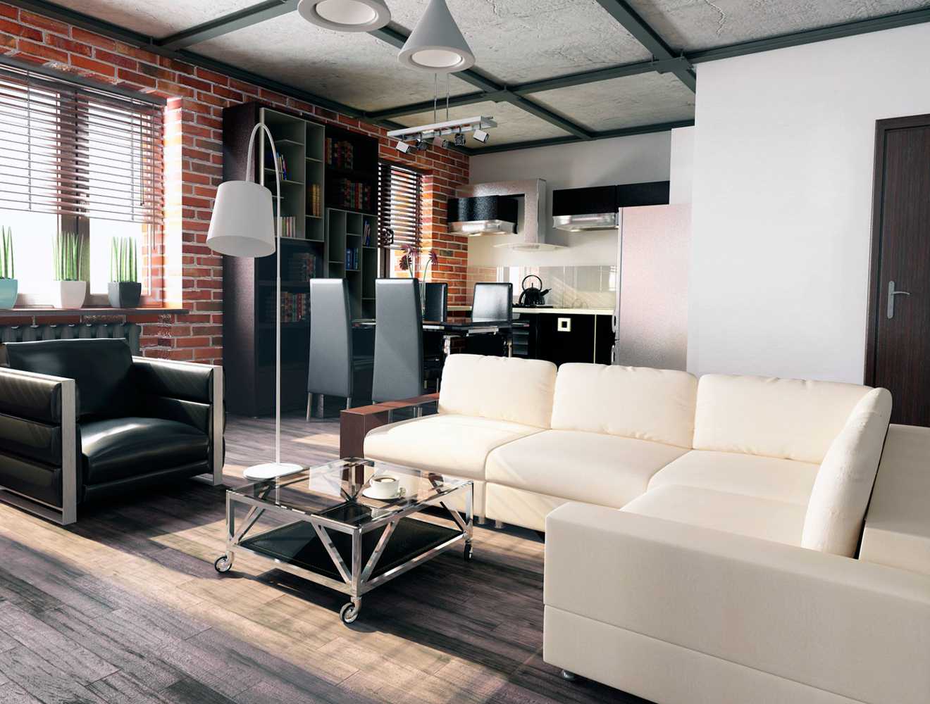 bright loft style apartment design