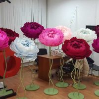 yellow paper flowers in the decoration of the festive hall picture