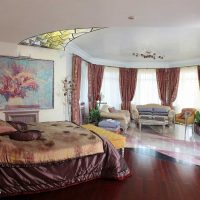 sandblasted stained glass window in the decor of the bedroom photo