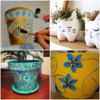 idea of ​​a bright decor of pots photo