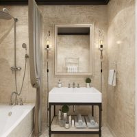 l'idea di un intonaco decorativo luminoso all'interno della foto del bagno