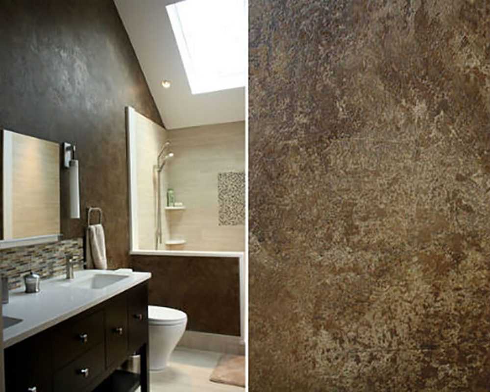 the idea of ​​colored decorative plaster in the design of the bathroom