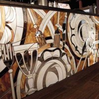 sandblasted stained-glass window in the living room interior picture