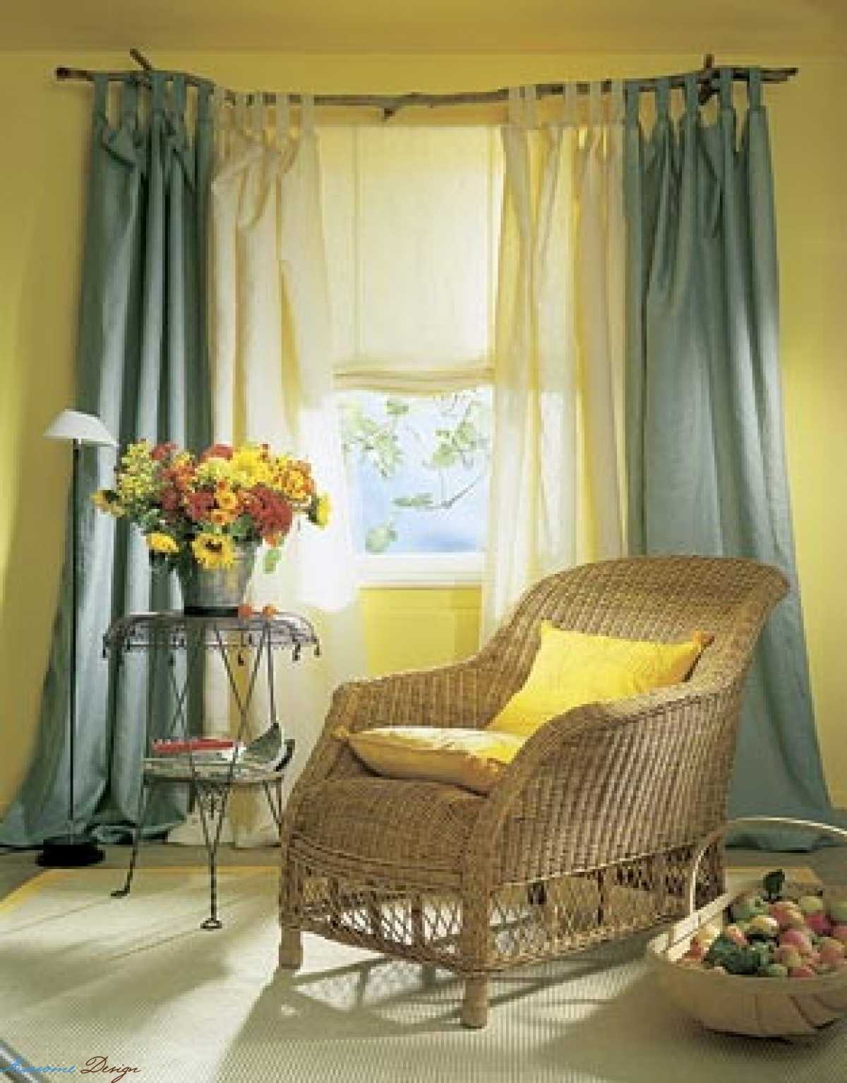 bright window decoration with curtains