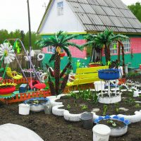 conception non standard d'une conception de chalet d'été avec des fleurs faites-le vous-même photo