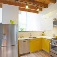 unusual design of the living room in mustard color photo