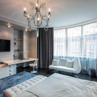 unusual dark floor in the decor of the apartment photo