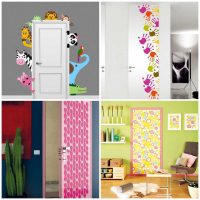 original decoration of entrance doors with improvised materials photo