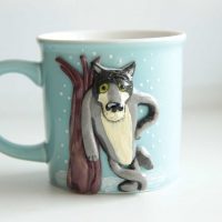 belle décoration de la tasse avec des animaux en pâte polymère à la maison photo