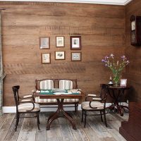 unusual bedroom interior with old boards picture