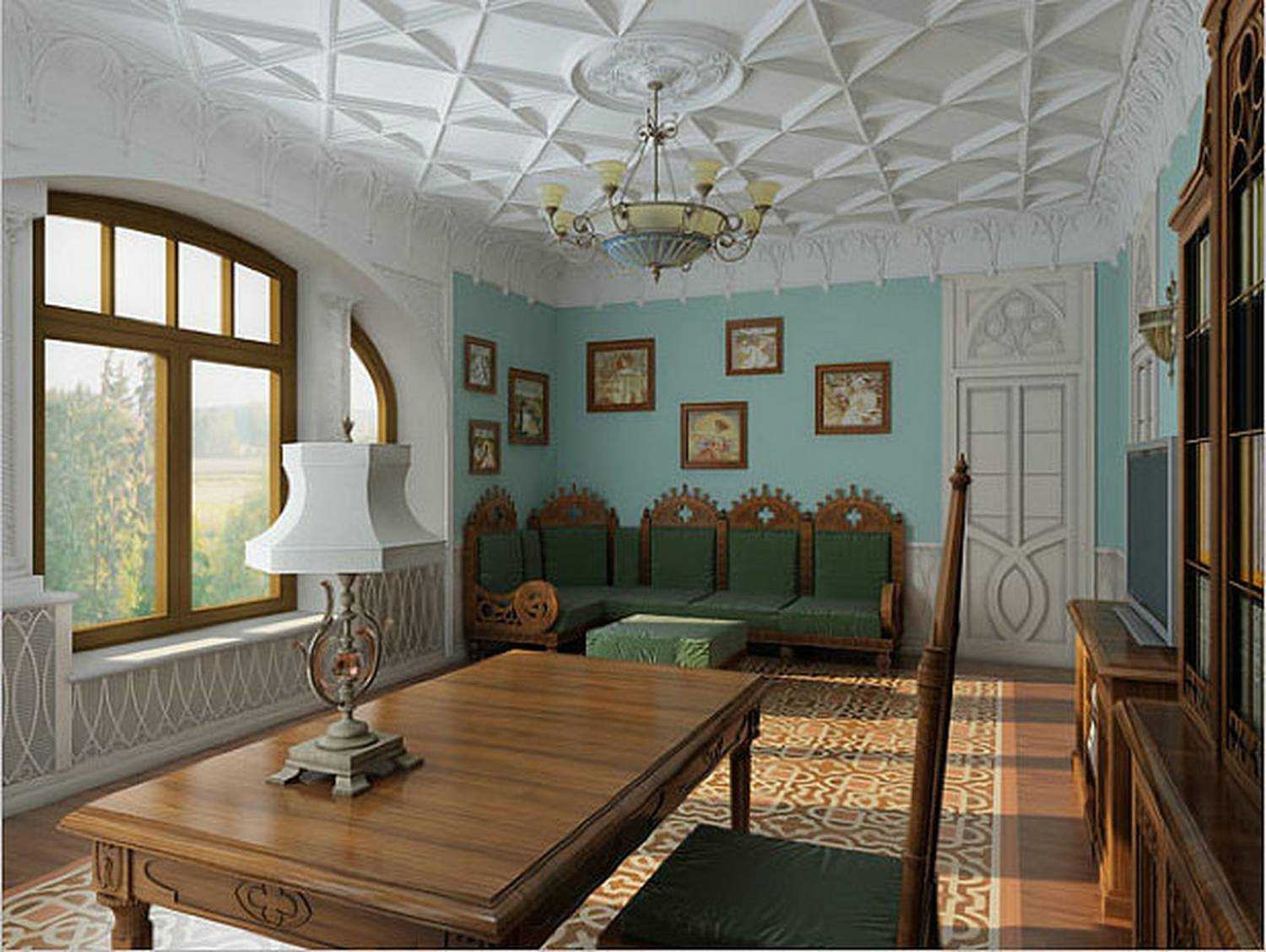 prekrasna dnevna soba u gotičkom stilu