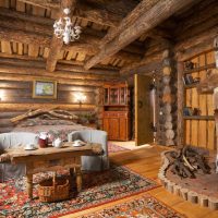 beautiful room decor in rustic style photo